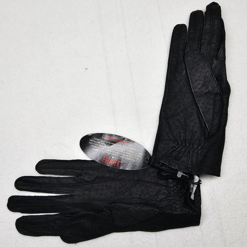 Premier Leather Gloves Black Dressy Driving‎ Textured Soft Handwear - Picture 3 of 4